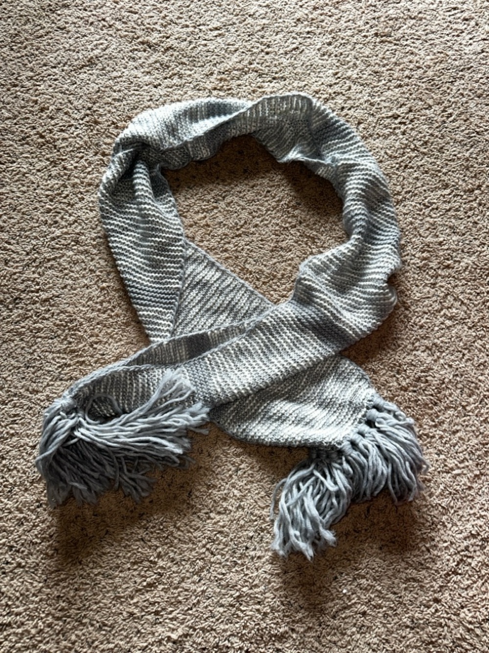 Michael Kors Cozy Light Gray Knit Scarf with Fringe